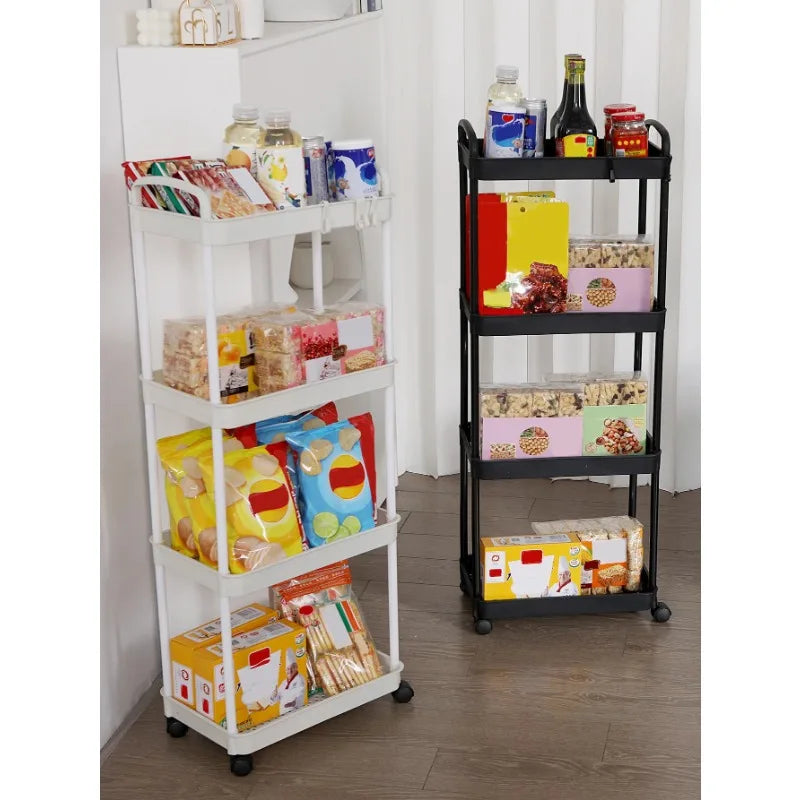 3/4-Tier Rolling Storage Cart with Lockable Wheels | Multi-Room Rolling Storage Cart Oasis Select