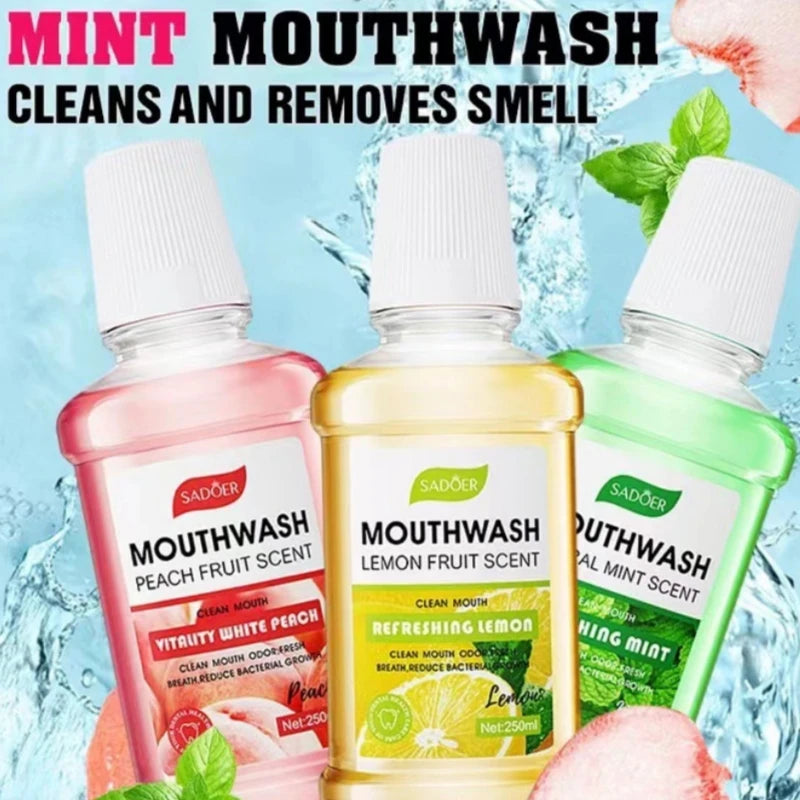 SADOER 250ml Plant Extract Mouthwash | Lemon Mint Peach Flavored Mouthwash Oasis Select