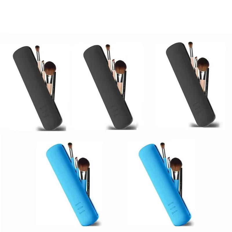 1/5pcs Silicone Brow Pencil Case Makeup Brush Eyeshadow Brush Storage Set Dust-Proof Simple Portable Travel Bag Specific Oasis Select 02-03-5pcs
