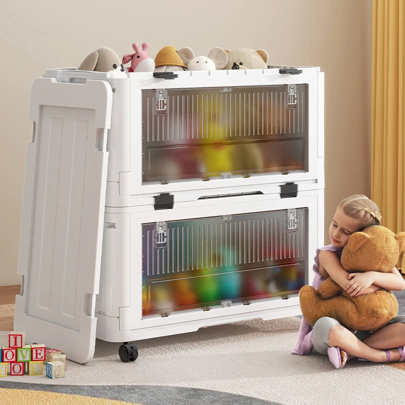 Foldable Toy Storage Box with Wheels, Dustproof Organizer for Bedroom/Study/Living Room/Toy Room – Moisture-Resistant Oasis Select