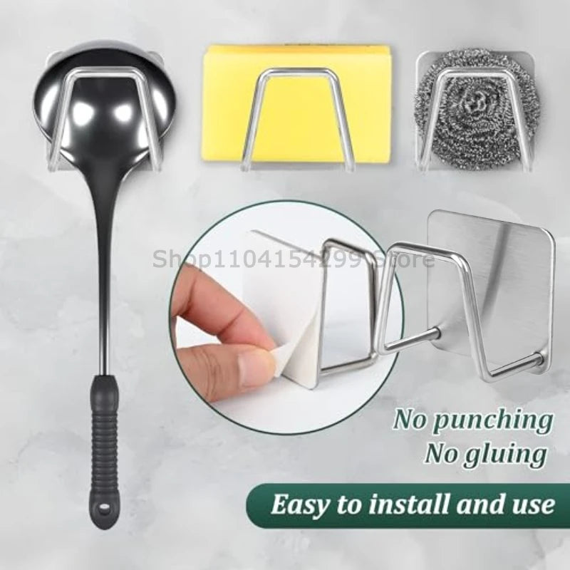 Kitchen Stainless Steel Sink Shelf Sponges Holders Adhesive Drain Drying Rack Wall Hooks Accessories Storage Organizer Oasis Select