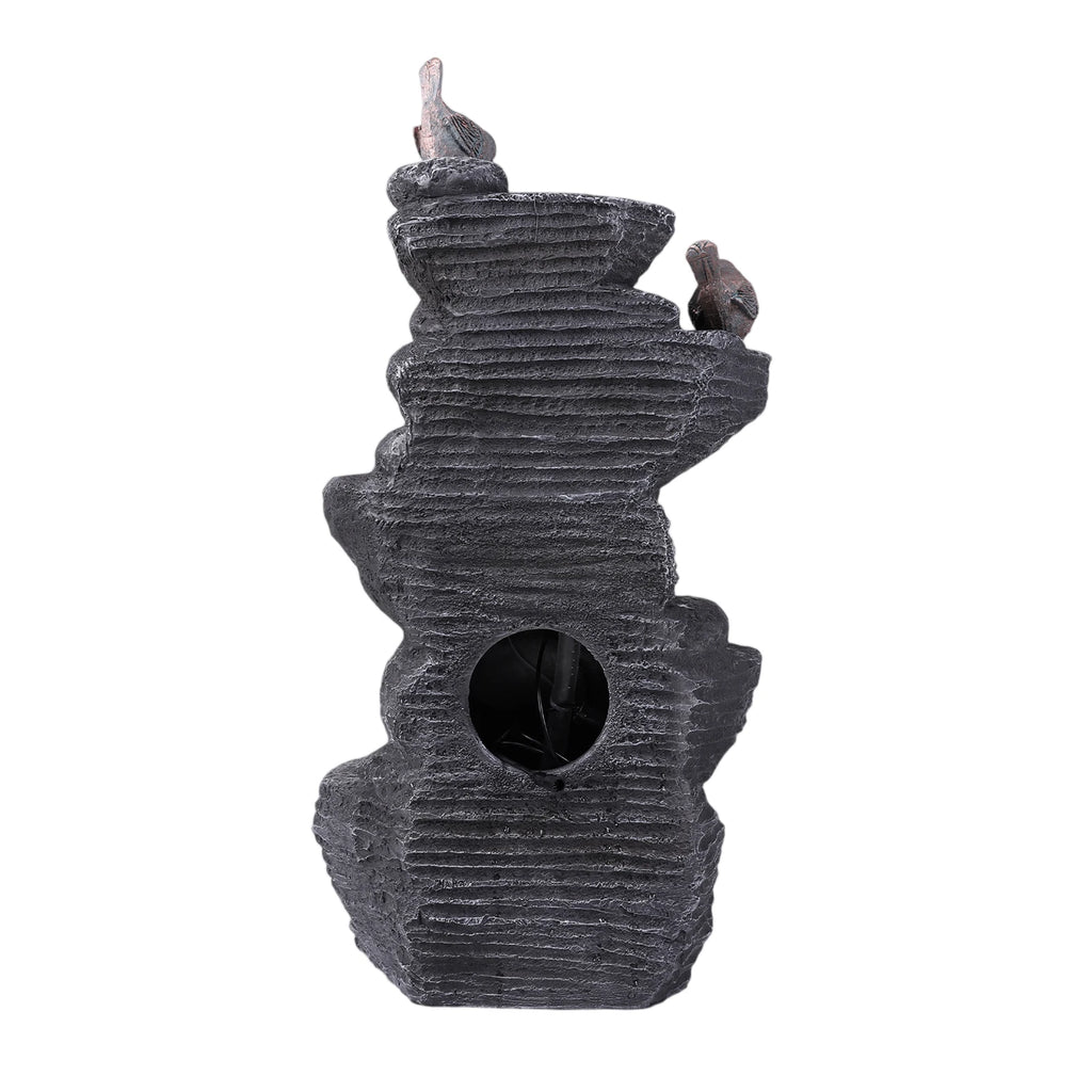 Cascading Rock Water Fountain with LED Lights Resin Stone Imitation Waterfall Tabletop Water Fountain Home Art Decor Oasis Select