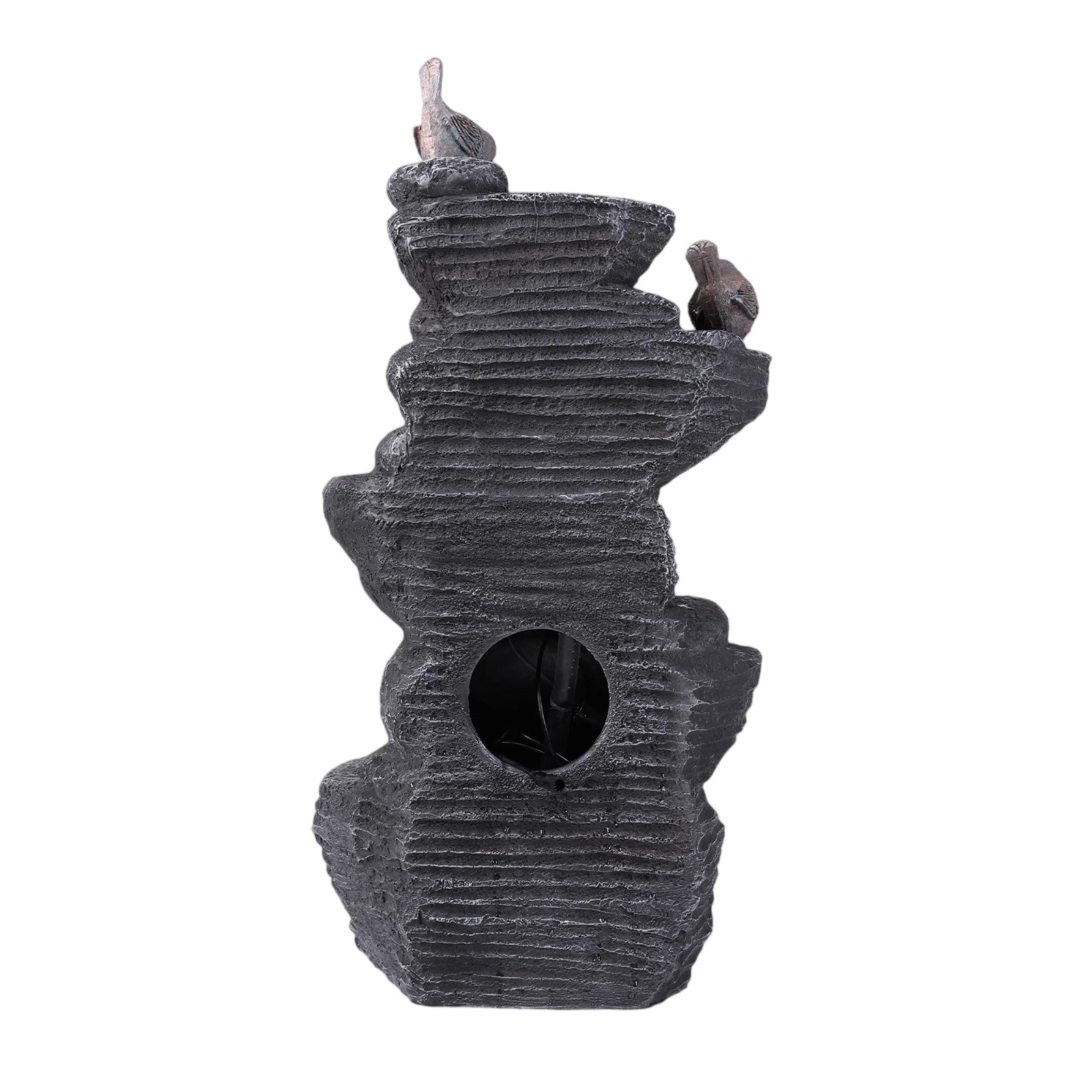 Cascading Rock Water Fountain with LED Lights Resin Stone Imitation Waterfall Tabletop Water Fountain Home Art Decor Oasis Select