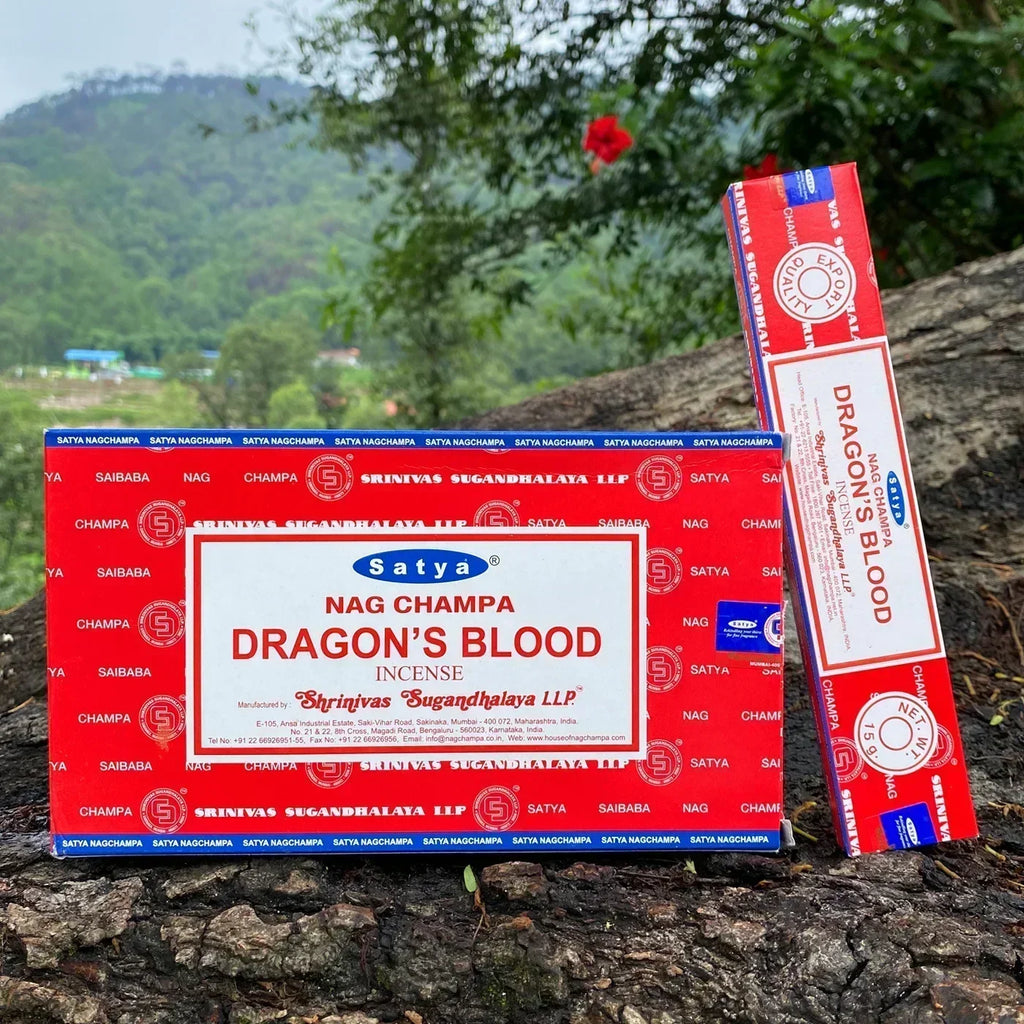 Incense Sticks Complete Boxes Satya NAGCHAMPA Original, Palo Santo DRAGONS BLOOD SANDALWOOD Natural Incenso(Handmade in India) Oasis Select DRAGON S BLOOD 12 small boxex