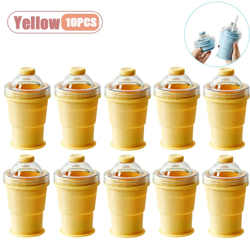 Foldable Silicone Ice Ball Maker Cup Ice Mold for Whiskey Cocktails Large Sphere Easy Release Reusable Freezer Travel Mug Oasis Select Yellow-10PCS As Shown