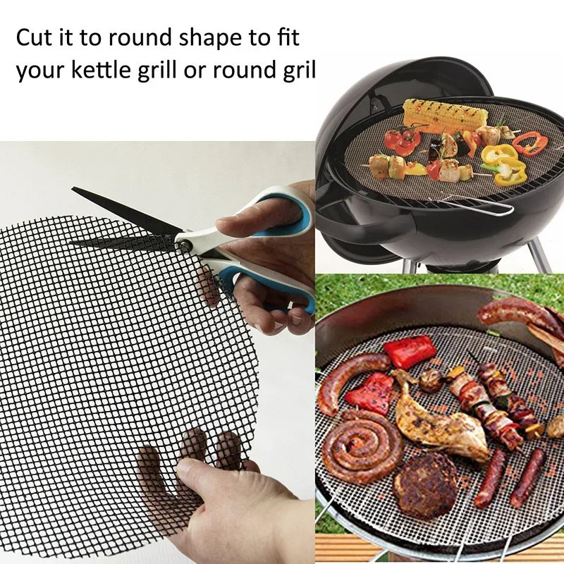 30x40Cm Non-Stick High Temperature Resistant BBQ Grid Pad Barbecue Mesh Reusable Easily Cleaned Cooking Pads Baking Grill Tool Oasis Select