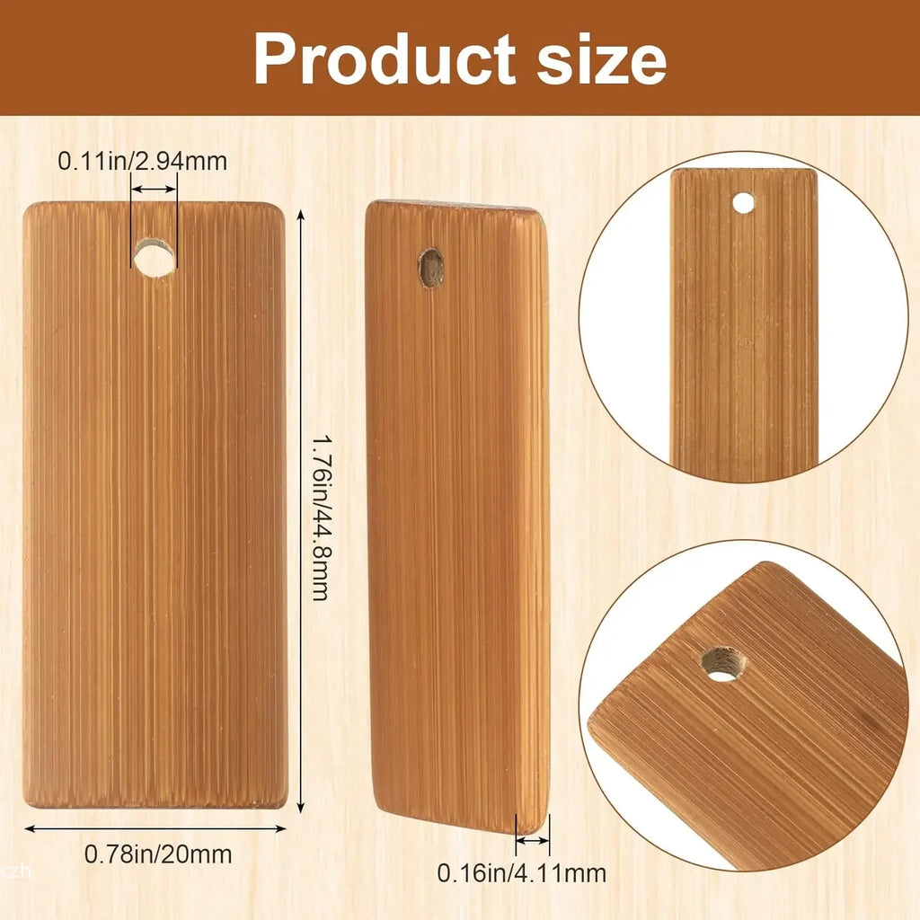 50Pcs Natural Wood Blanks 45x20mm Bamboo Tags For Keychain Rings Engraving Blanks Unfinished Tags Key Ring Tag Oasis Select