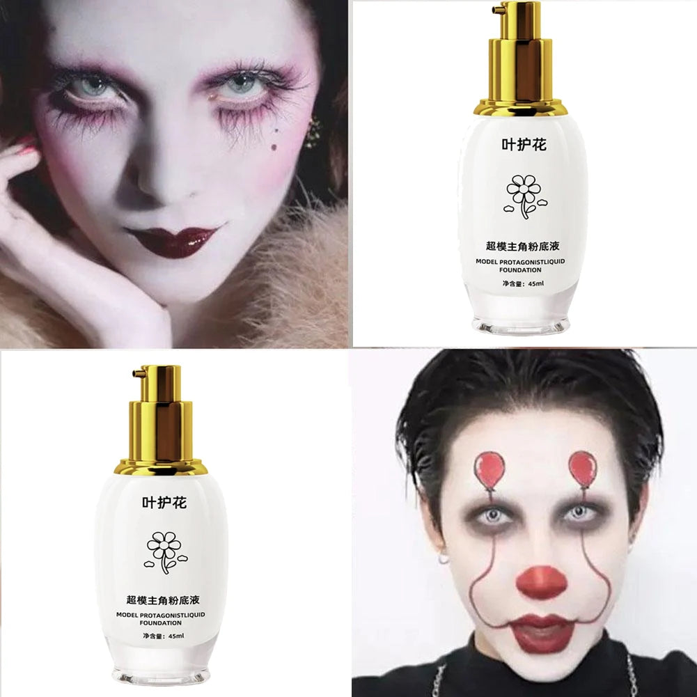 Pure White Foundation 45ml – Goth Cosplay Halloween Face Body Paint White Face Foundation Oasis Select