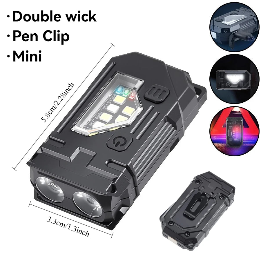 Portable LED Flashlight Super Bright Mini Rechargeable LED Tail Magnet Torch with COB Side Emergency Light for Camping Hiking Oasis Select Mini Torch Fixed Focus