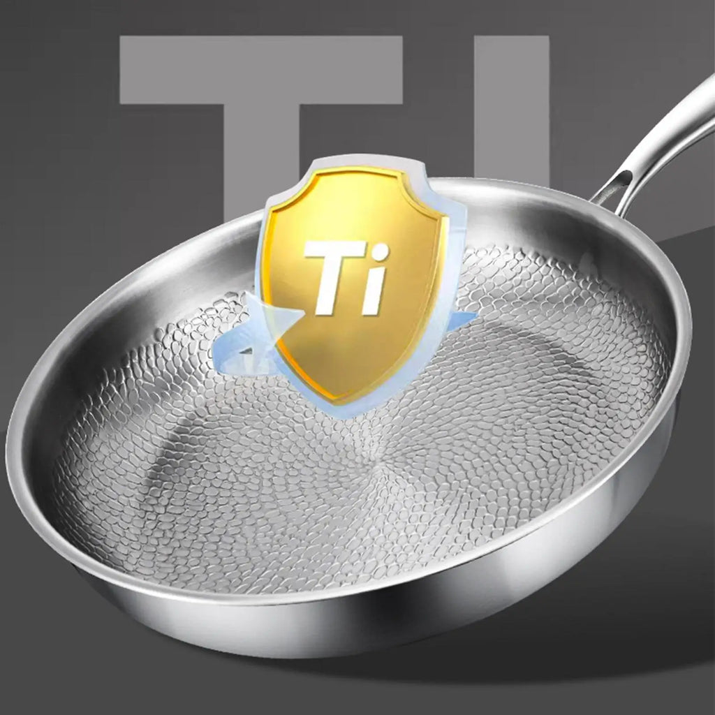 Frying Pan with Lid Titanium Pan Scratch-Resistant Skillet for Kitchen Outdoor Cooking Grilling Pancake Making Restaurant Oasis Select