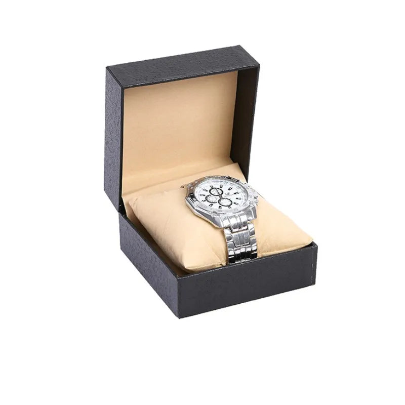 Flip Top Watch Box – Flannel Lined PU Leather Gift Storage