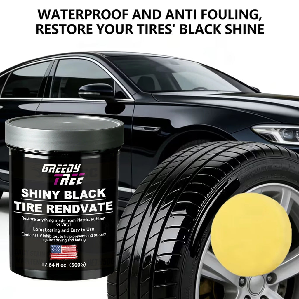 Shiny Black Tire Renovator, Tire Shine & Restorer for Tires, Plastic, Rubber, Vinyl, Long Lasting UV Protection, Prevents Drying Oasis Select