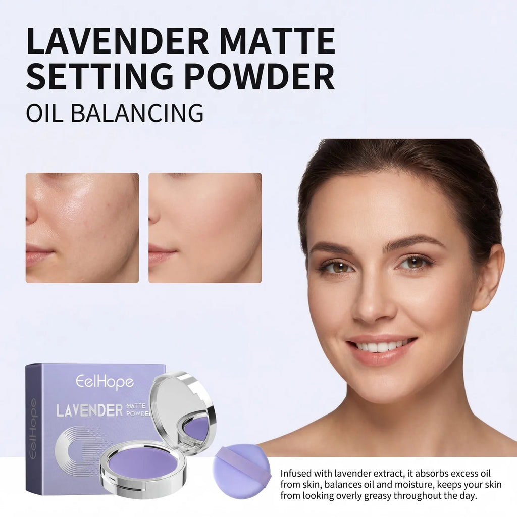 Lavender Matte Setting Powder Oil Control Pressed Powder Brightening Long Lasting Makeup Face Finishing Powder 10g Oasis Select