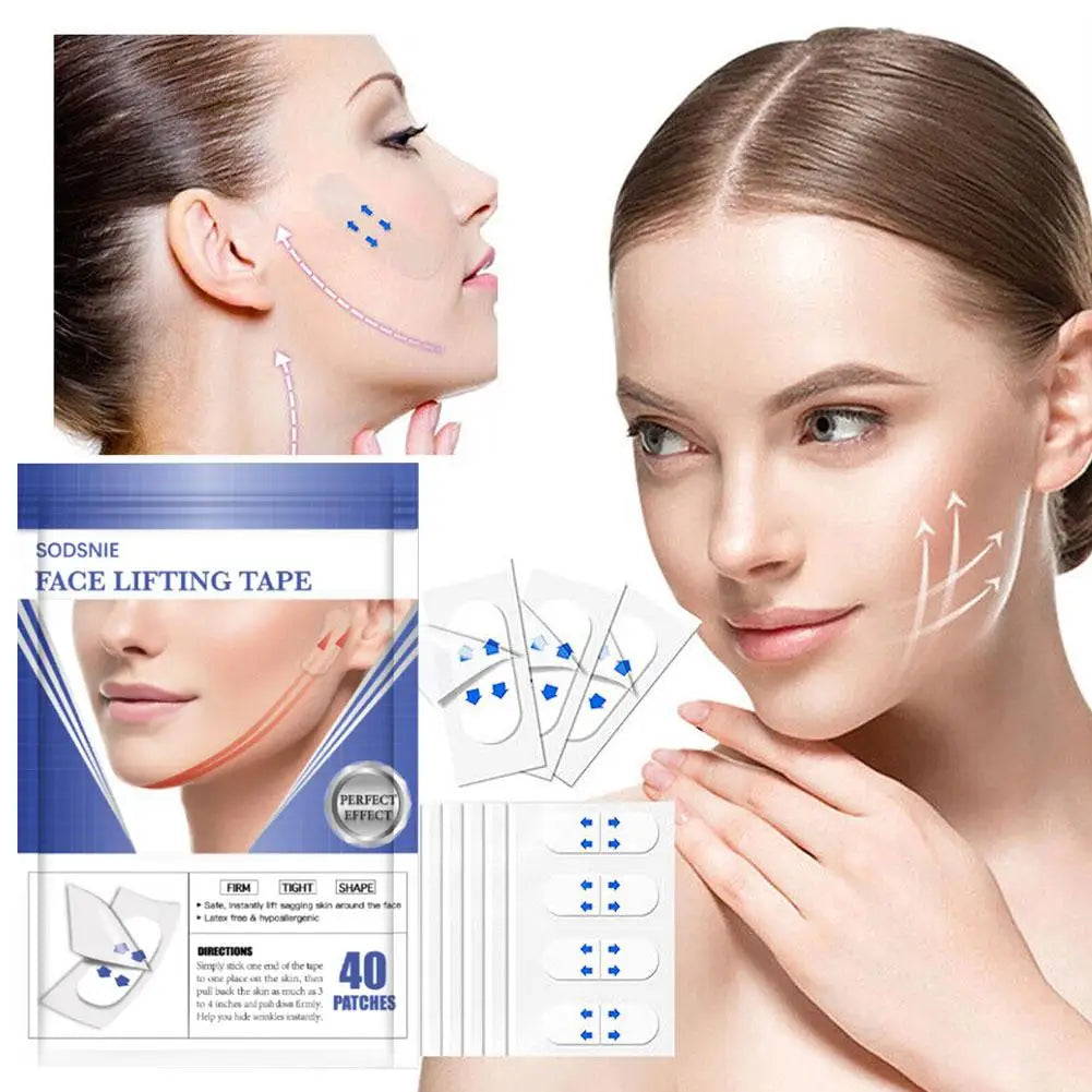 Eelhoe 40-Pack Invisible Face Lift Tape & V-Shape Patches Face Lifting Tape Oasis Select