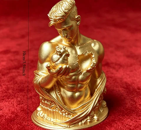 Broken Chest Male Bust Figurines 3D Printed Man Holding Anatomical Heart Sculpture Art Tabletop Decor for Home Office Desk Study Oasis Select Heart Male Gold
