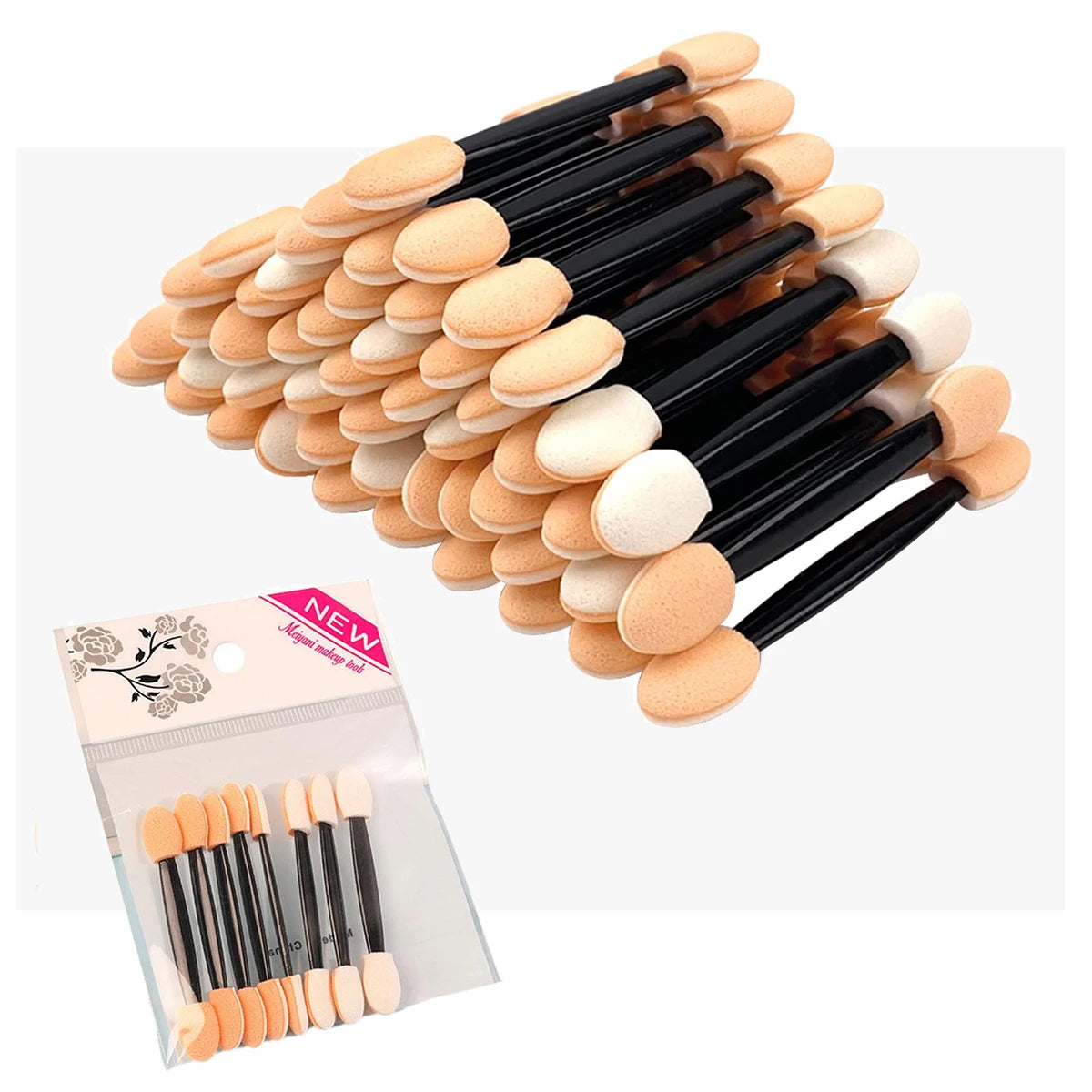 1/3/5 Packs Disposable Eyeshadow Applicators,Sponge Tips Eye Shadow Applicator Sticks Double Sided for Eye Makeup, 10pcs/Pack Oasis Select