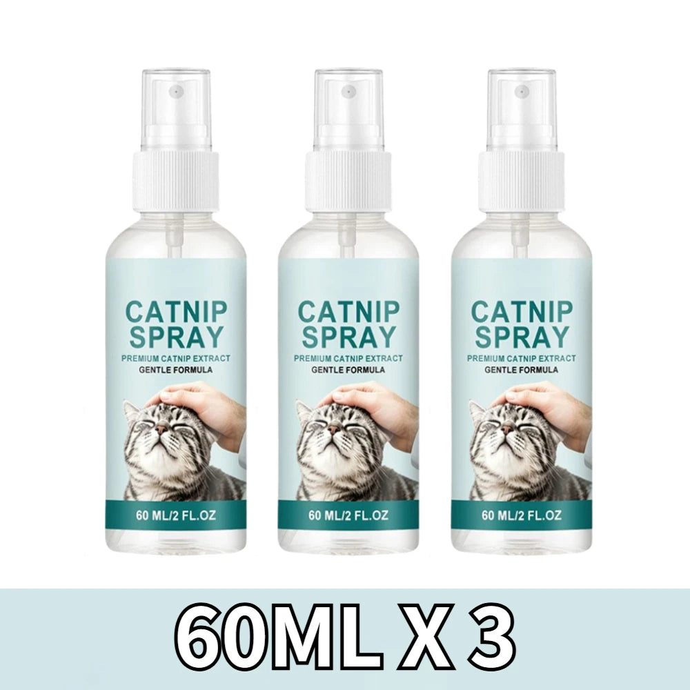 Active Catnip Spray for Cats Relieves Stress, Calming, Enhance Pet Vitality, Kitten Behaviour Spray Cats’ Fun Edible Mint Spary Oasis Select 60ML X 3