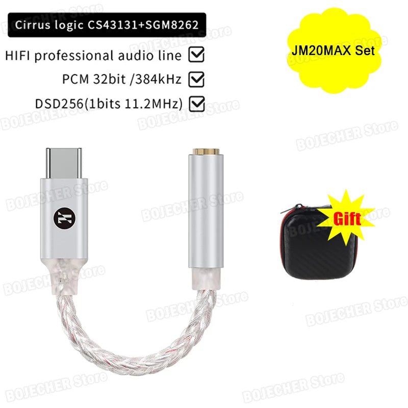 JCALLY JM20/JM20 Max Portable Headphones Amplifier CS43131 Chip Audio Decoder Type-C To 3.5mm Digital Audio Adapter For Android Oasis Select JM20 MAX Set