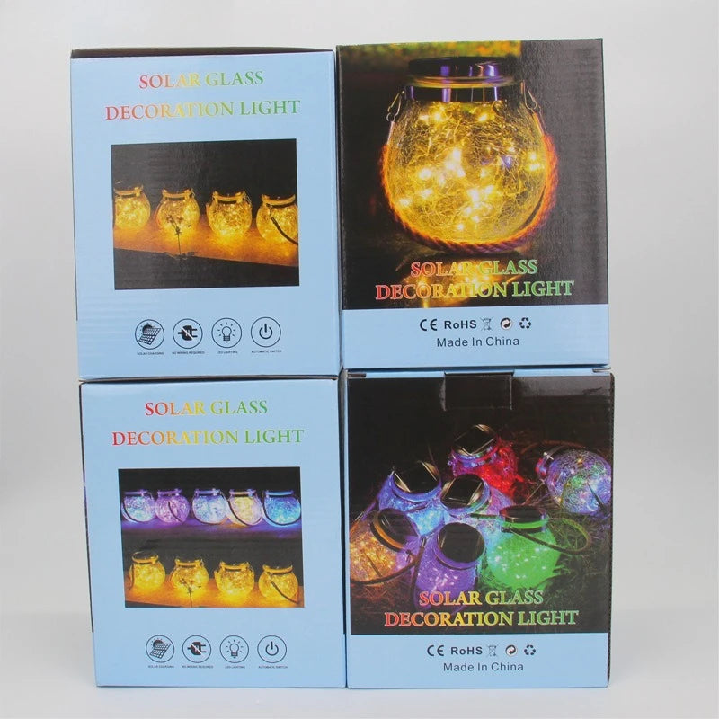 Solar Outdoor Lights Set: Garden Crack/Hanging Bottle Lights Xmas Mason Decor Oasis Select