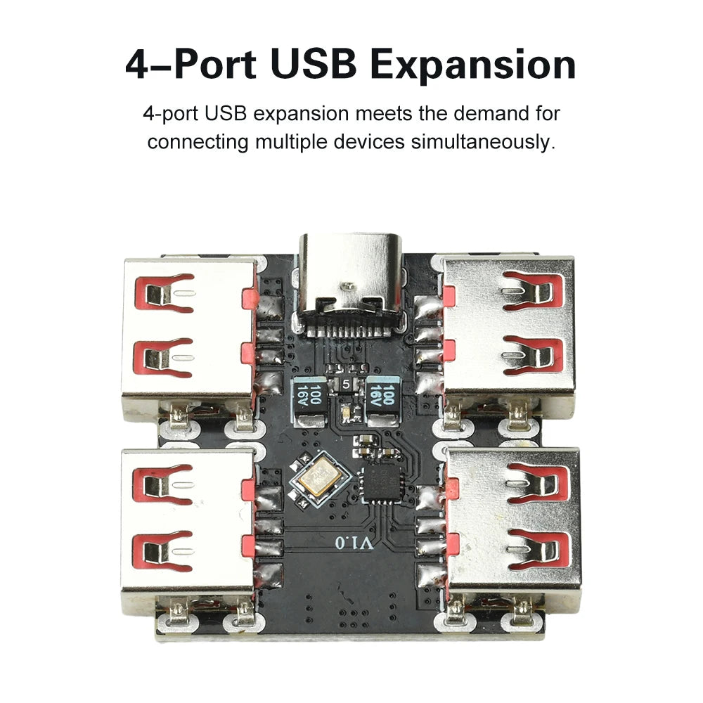 XL334P4 USB2.0 4-port Controller Expansion Module USB 2.0 to 4 Channel Way Splitter USB-HUB Type-C Extender Board 40MB/S Oasis Select