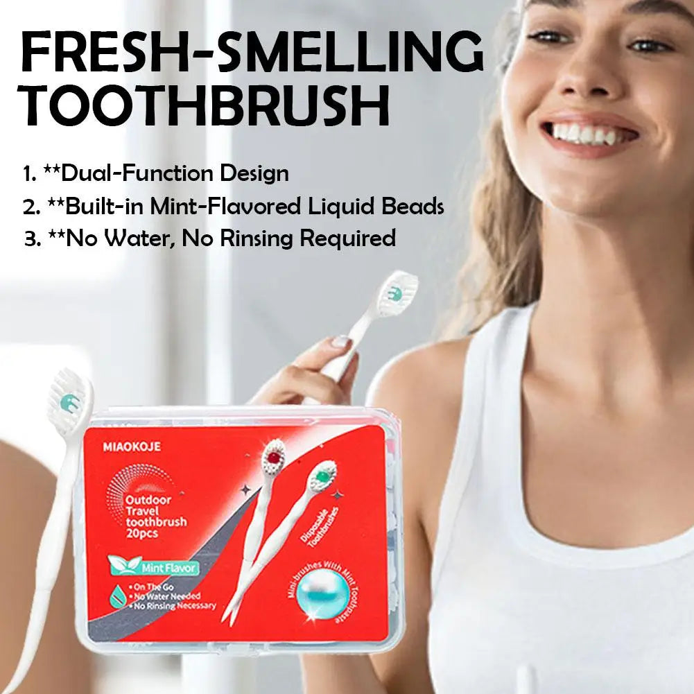 20pcs Mini Toothbrush With Toothpaste Exploded Bead Toothbrush Disposable Portable Travel Toothbrush Adult Cleaning Toothbrush Oasis Select