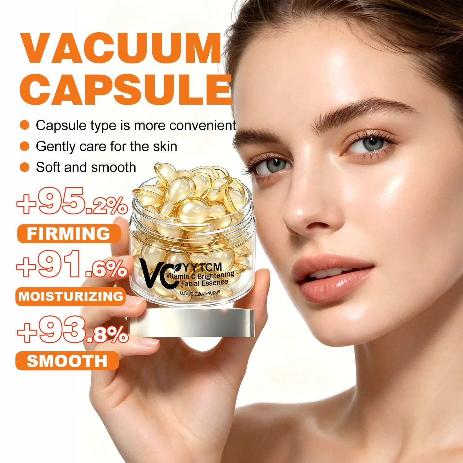 Vitamin C Facial Serum, Moisturizing and Brightening, Firming the Skin, Contains Vitamin E, Retinol, Hyaluronic Acid Facial Skin Care Serum, 18 Capsules/30 Capsules/40 Capsules/50 Capsules/60 Capsules/80 Capsules/100 Capsules Oasis Select