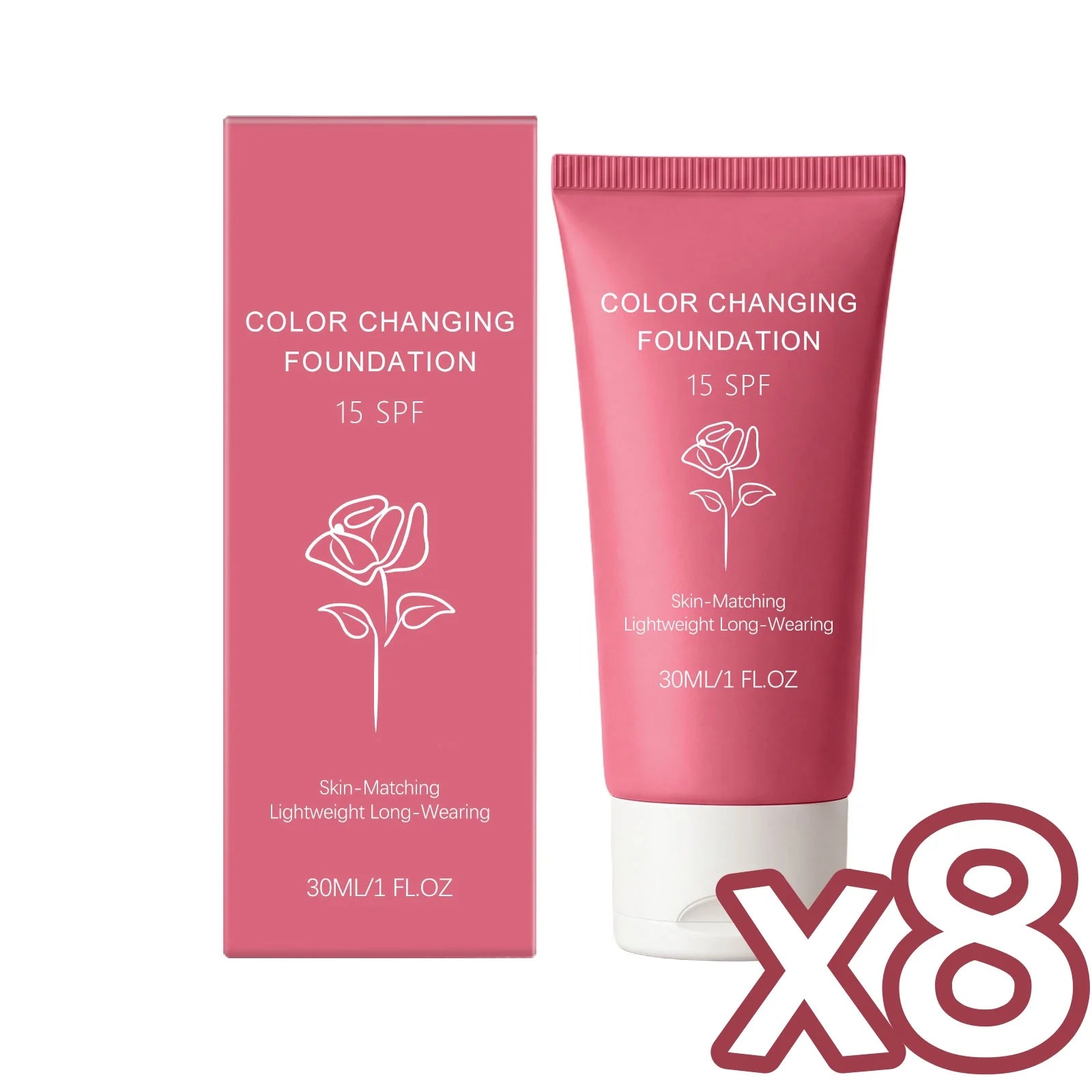 Color Changing Foundation SPF 15 | Hydrating Natural Coverage Foundation Lotion SPF Oasis Select 30g Boxed x 8PCS