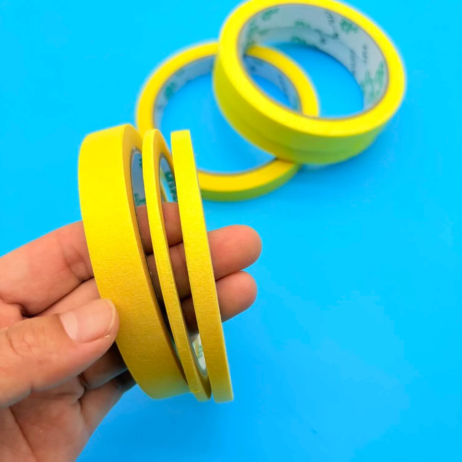 3 Sizes Yellow Masking Tape - 3Rolls of Paper Artistic for Spray Painting Masking, Nail Art, Clothing Cut Creative DIY Projects Oasis Select