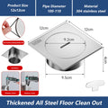 Heavy Duty Square Floor Clean Out 304 Stainless Steel 75/110 Plug Drainage Port with Cleaning Port Shower Floor Drain Bathroom Oasis Select 12x12cm