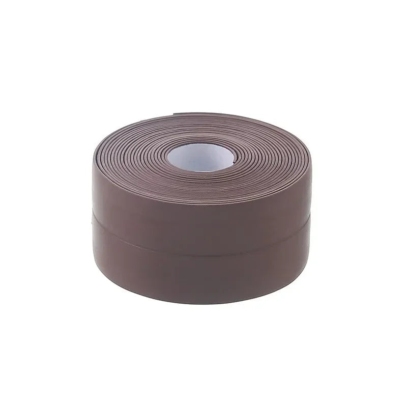 PVC Waterproof Sealing Tape Bathroom Toilet Caulk Tapes Kitchen Sink Countertop Mildew Fouling Proof Sealer Self Adhesive Strip Oasis Select Brown 1m 3.8MM