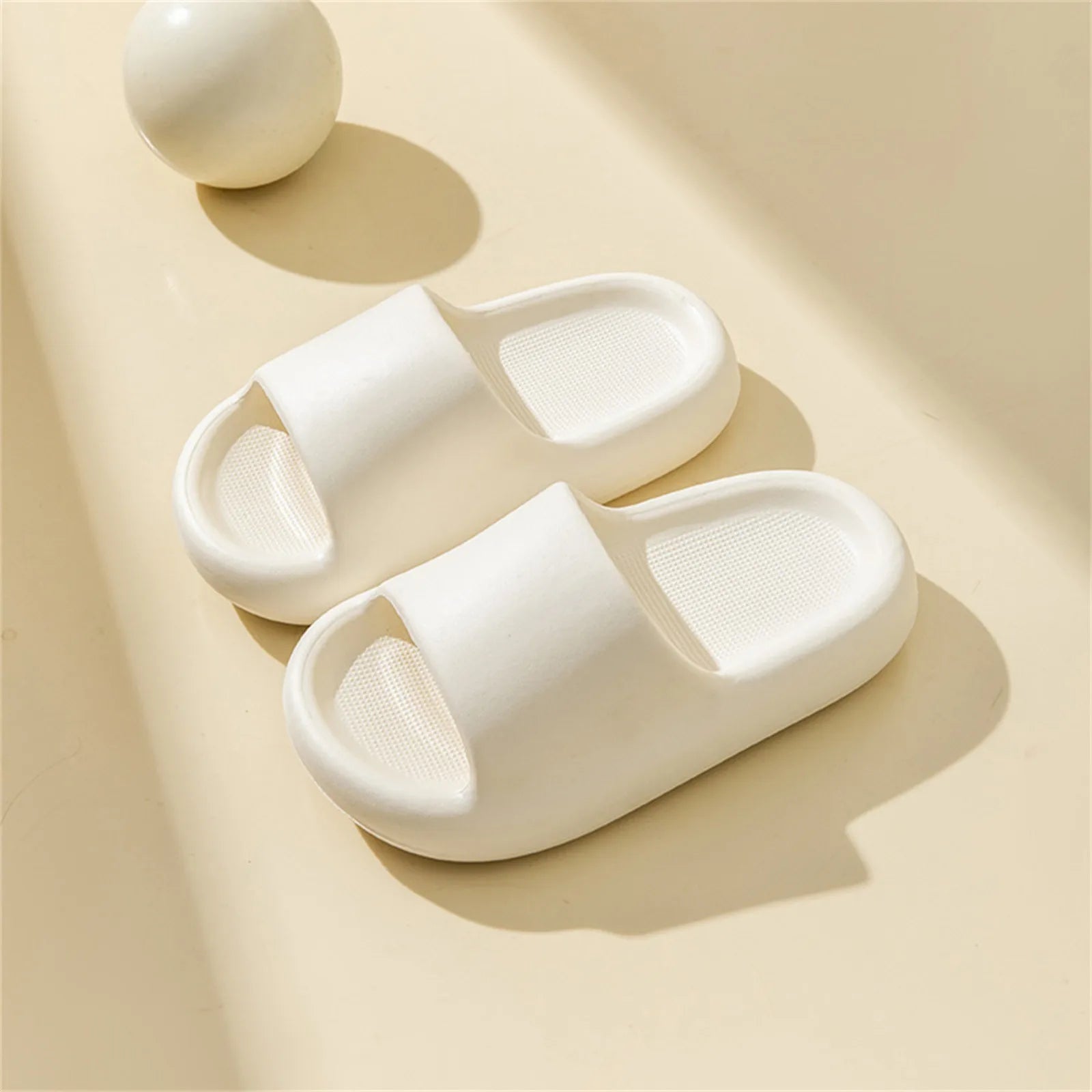 Children Bathroom Slippers Summer Solid Color Anti Slip Soft Sole Kid Slippers 4-10 Years Old Boys and Girls Cute Home Slippers Oasis Select White 26