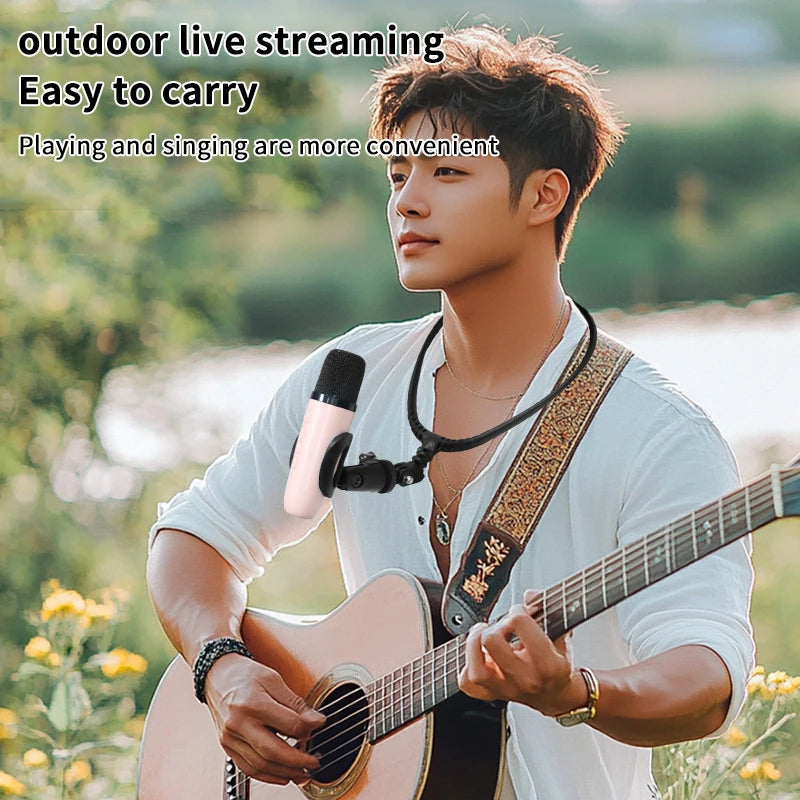 Neck-mounted Microphone Bracket Holder HandFree Neck Microphone Stand Adjustable Hands Free Brace Mic Holder Oasis Select
