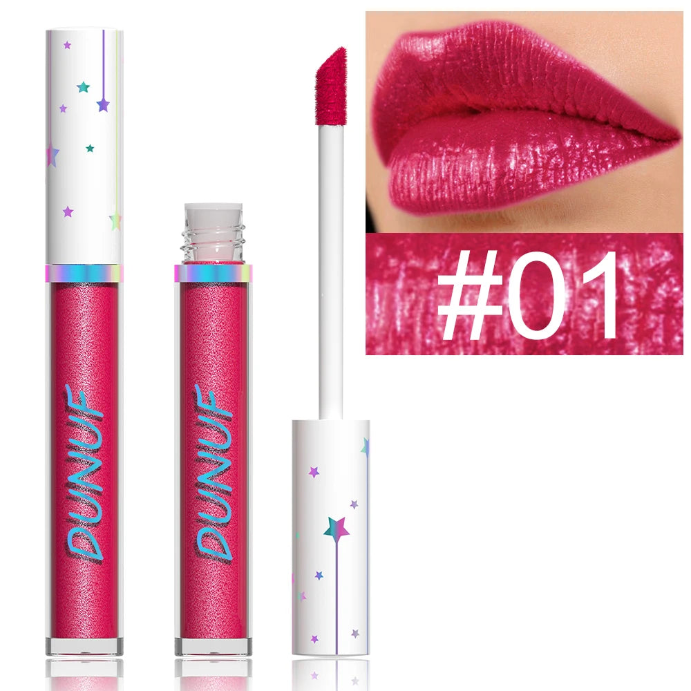 DUNUF 12 Lipstick Pearl Long-lasting Waterproof, non-bleach, non-stick cup lip gloss Oasis Select 01