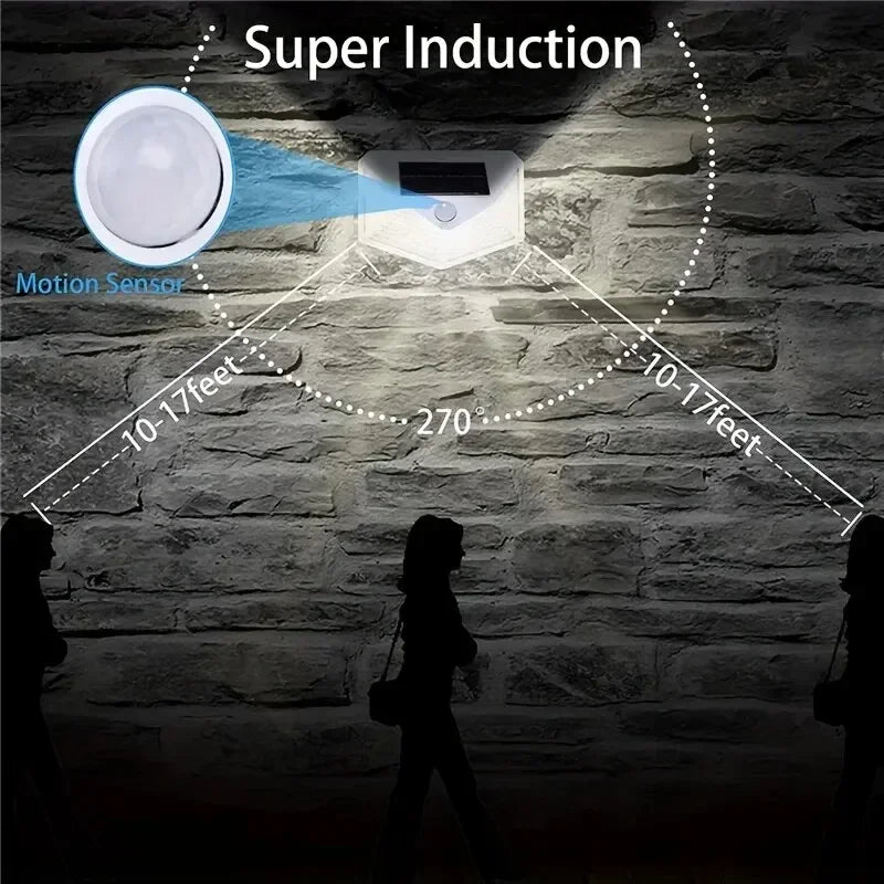 Solar Light Outdoor 100 LED Wall Lamp PIR Motion Sensor Lamp Waterproof Stairs Lights for Courtyard Garden Street Decoration Oasis Select