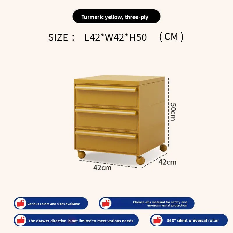 Removable panda cabinet medieval bedside table ins plastic multi-layer storage cabinet bedroom simple locker Oasis Select Turmeric 3 layer
