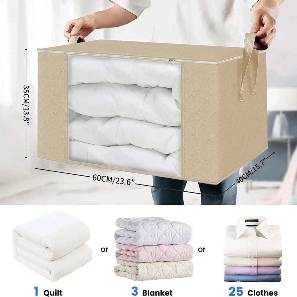 Quilt storage bag, clothing sorting bag, moving and organizing household bedding storage box, supplies Oasis Select Beige 90L 60x40x35cm
