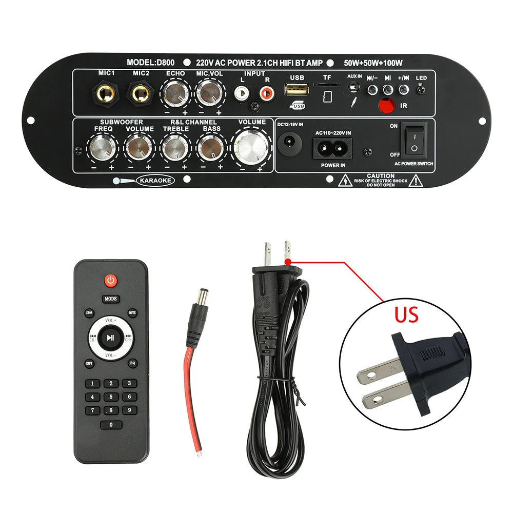 Bluetooth 5.0 Digital Amplifier Board 2.1 Channel 50W*2 100W Large Power Output for Home Sound Systems Adjustable Bass Treble Oasis Select US Plug