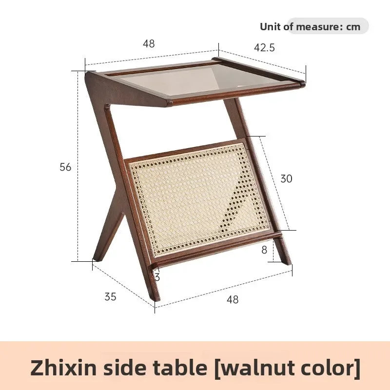 Multi-functional Solid wood coffee table household living room rattan sofa side few small tables Oasis Select Walnut