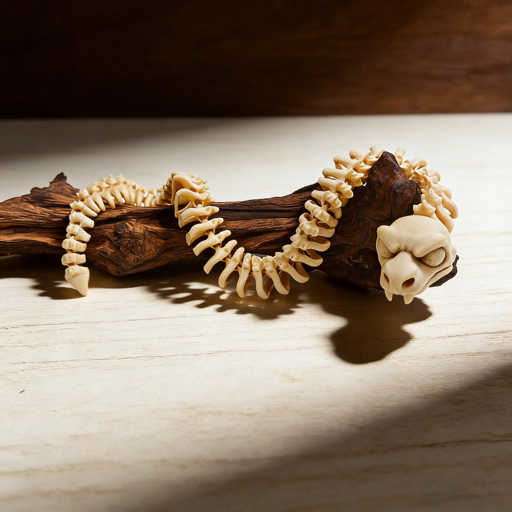 3D Printed Snake Skeleton Figurine Gothic Decor Movable Joints Desktop Ornament Collectible Home Decoration Oasis Select