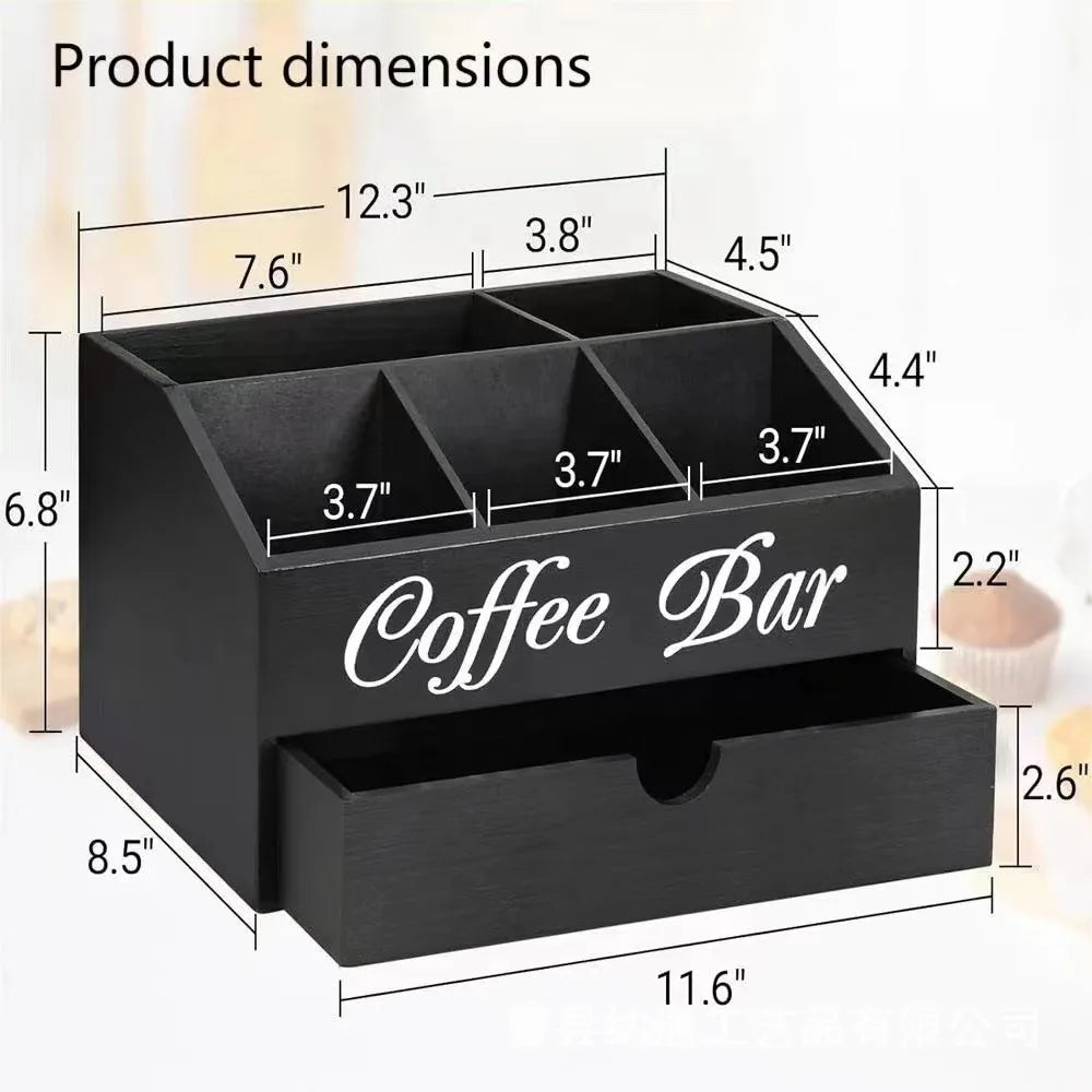 Wooden Coffee Capsule Storage Box Wooden Hand-held Desktop Milk Tea Bag Coffee Capsule Holder Storage Basket Oasis Select B Two layer