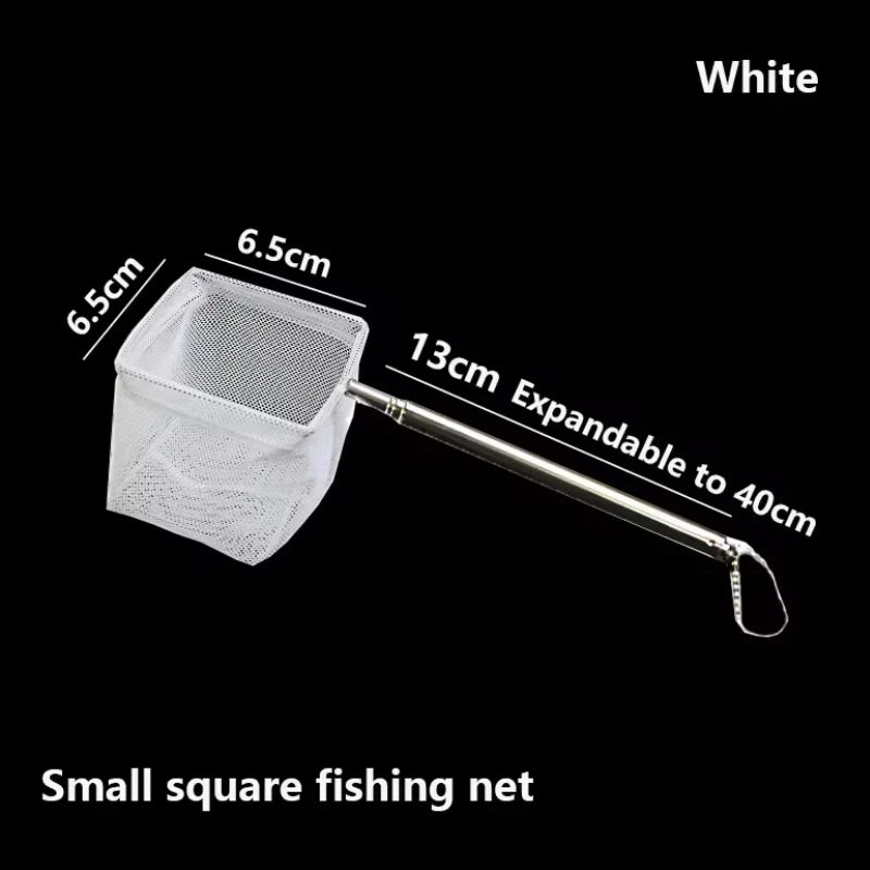 Fish Tank Fishing Net 3D Stainless Steel Retractable Portable and Easy-to-use Fish Fishing Net Bag Cleaning Accessories Oasis Select Small square
