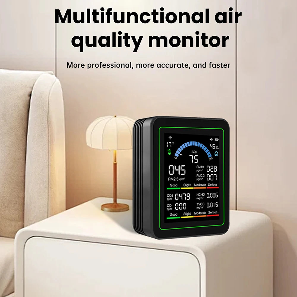 Multifunctional Digital Air Quality Monitor CO2 CO TVOC HCHO PM Meter Digital Temperature Humidity Tester Home Air Detector Oasis Select