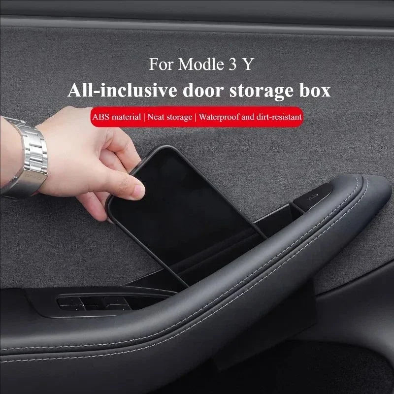 For Model Y/3/3+ Model Y Juniper 2025 Front Rear Car Door Storage Box Inner Handle All-inclusive Storage Box Car Accessories Oasis Select