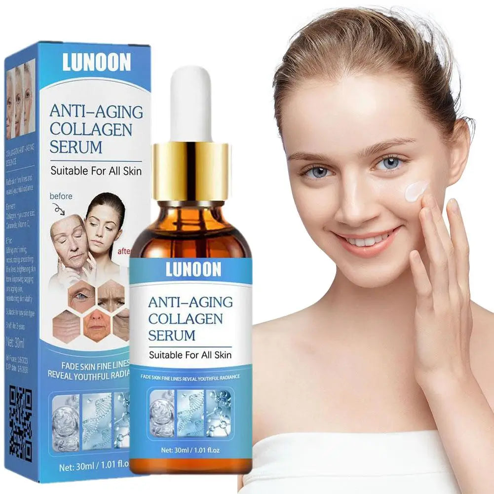 Collagen Face Whitening Serum Smooth Dry Skin Removal Wrinkles Moisturizing Fade Dark Spots Face Brighten Essence Skin Care 30ML Oasis Select