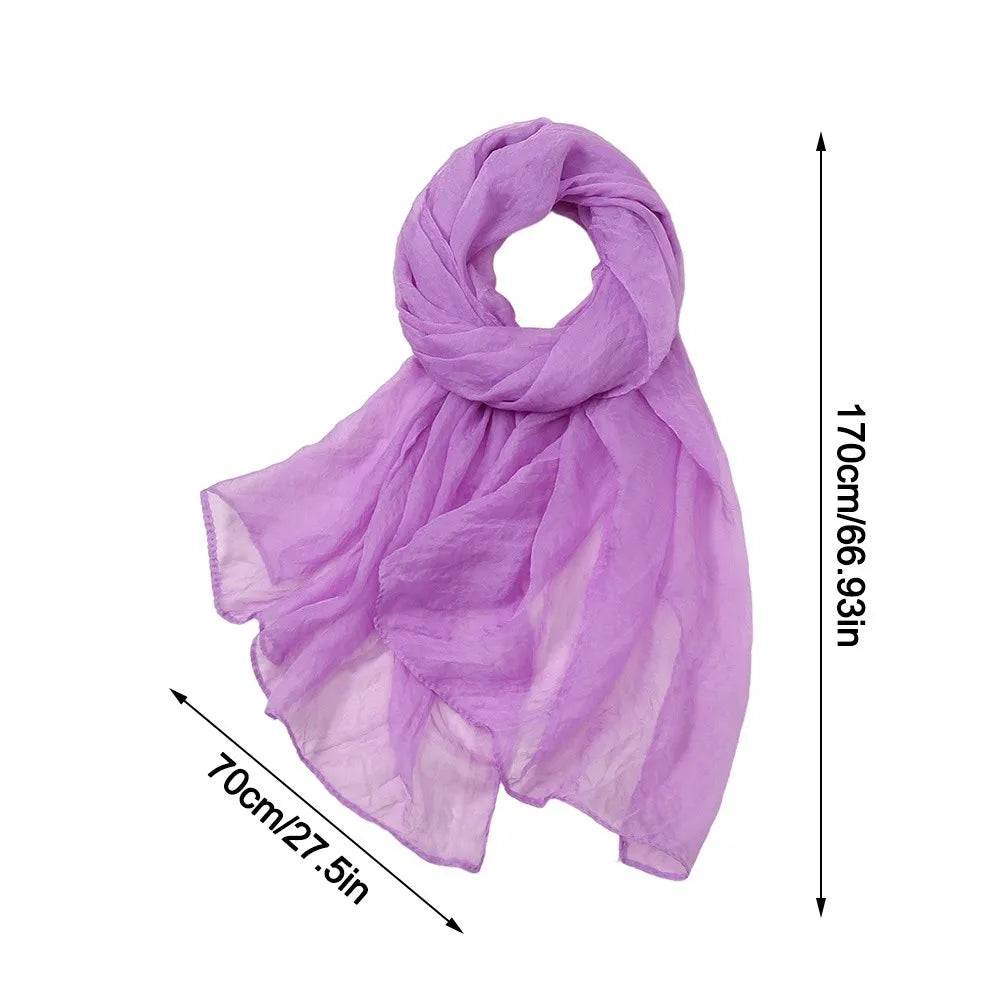 Elegant Solid Color Chiffon Scarf Thin Protection Sunscreen Shawl Soft Long Female Wrap Shawls Summer Oasis Select