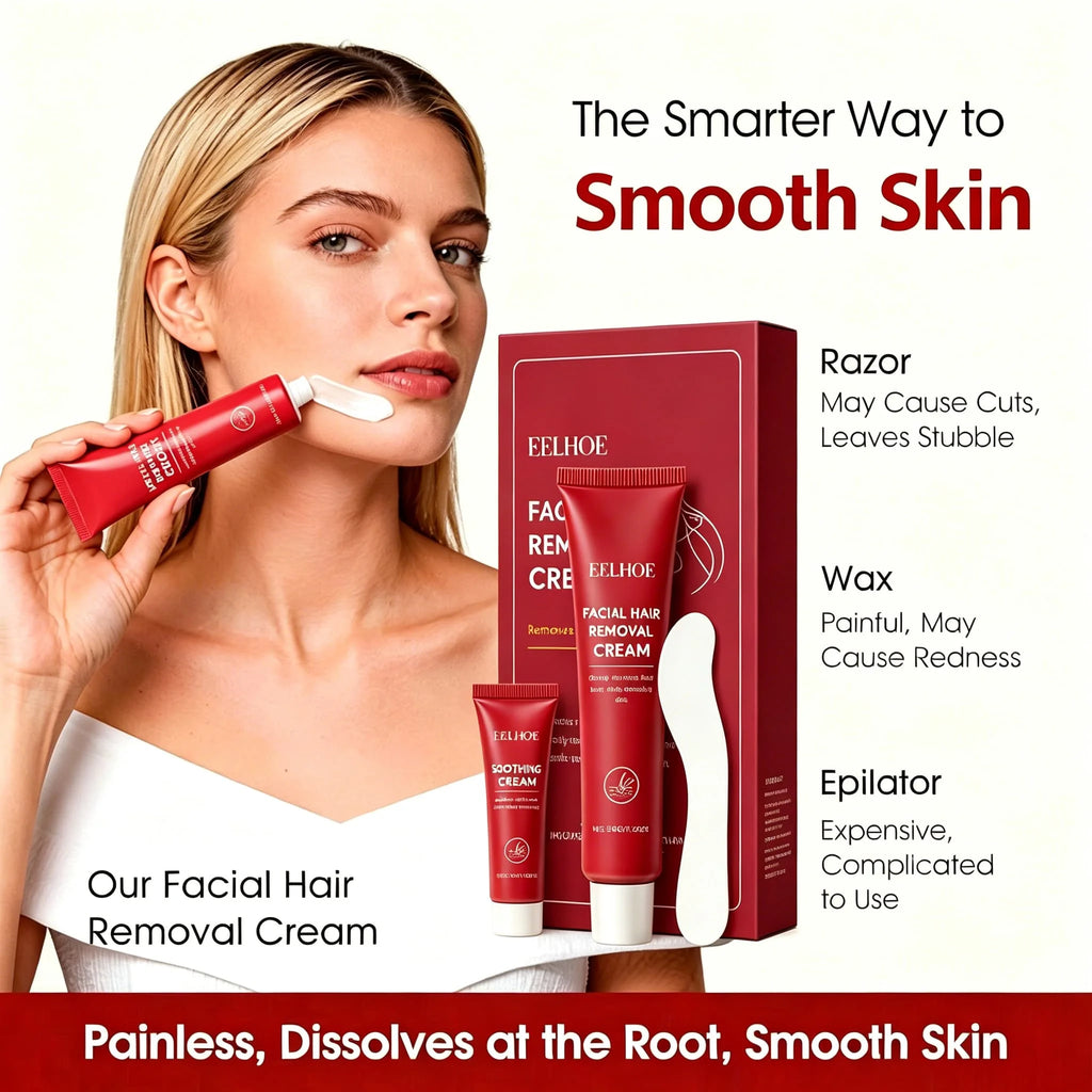 Facial Hair Remover Cream Kit for Women Coarse Gentle Depilatory epilatory Creams Face Upper Lip Chin, For Smooth Skin Cream Oasis Select