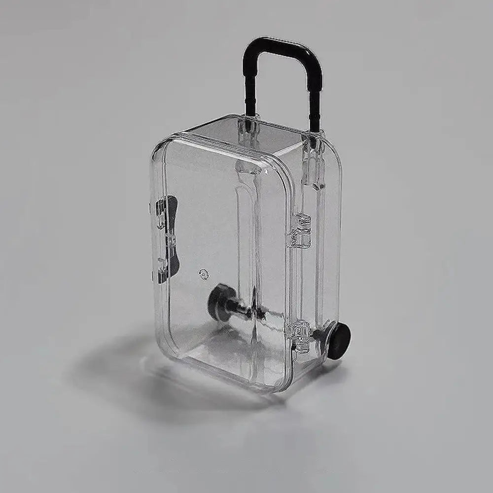 Mini Suitcase Storage Box – Transparent Plastic Jewelry Case