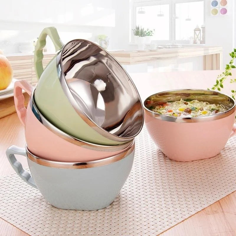 Stainless Steel Bowl with Handle – Anti-Scald Noodle Bowl Stainless Steel Bowl Oasis Select