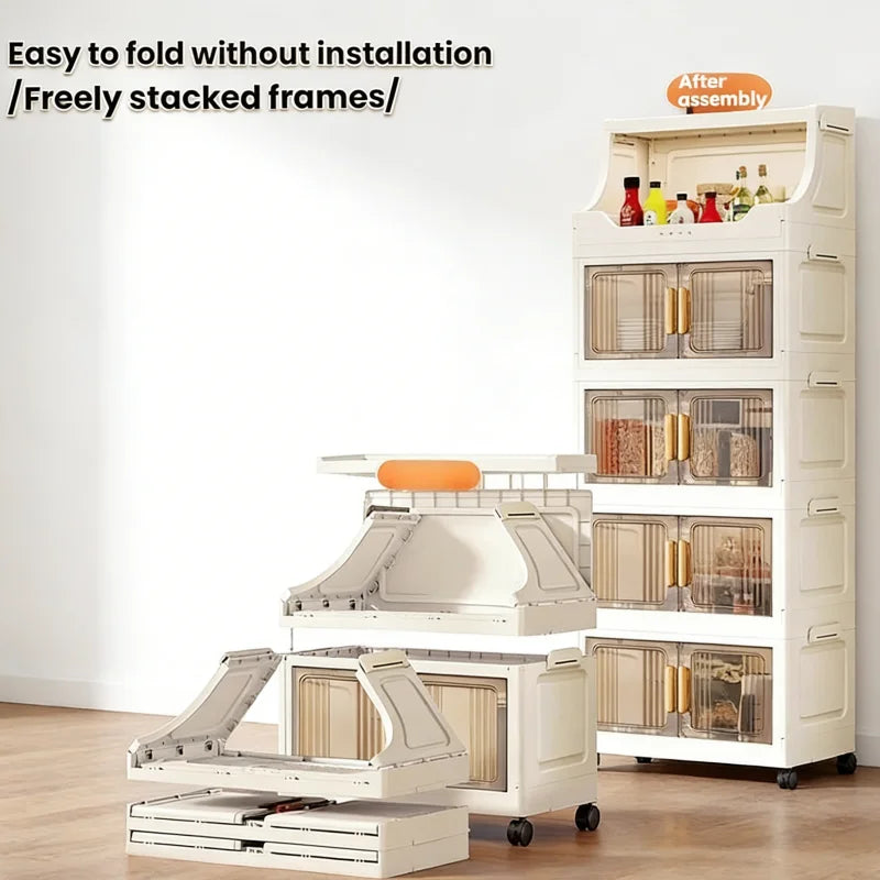 Home high-end appearance storage cabinet, bedroom bedside table, kitchen multi-level foldable storage rack Oasis Select