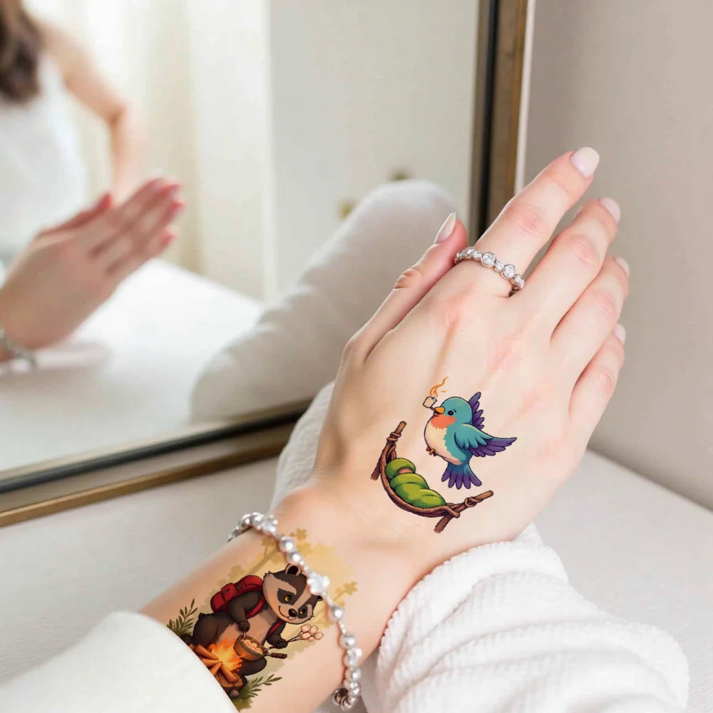 28pcs Waterproof Temporary Tattoo Stickers – Animals & Lanterns